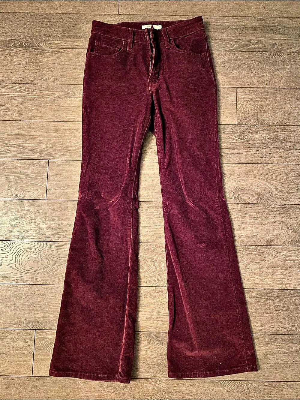 Levi's 726 High Rise Flare Corduroy Pants Jeans Burgundy Waist 27/32